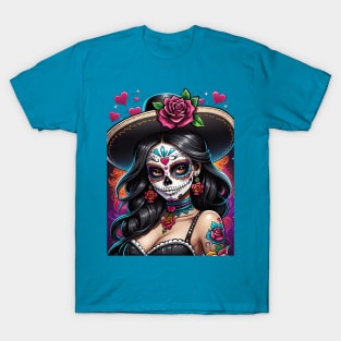 Vaquera - Dia De Los Muertos- Cowgirl T-Shirt